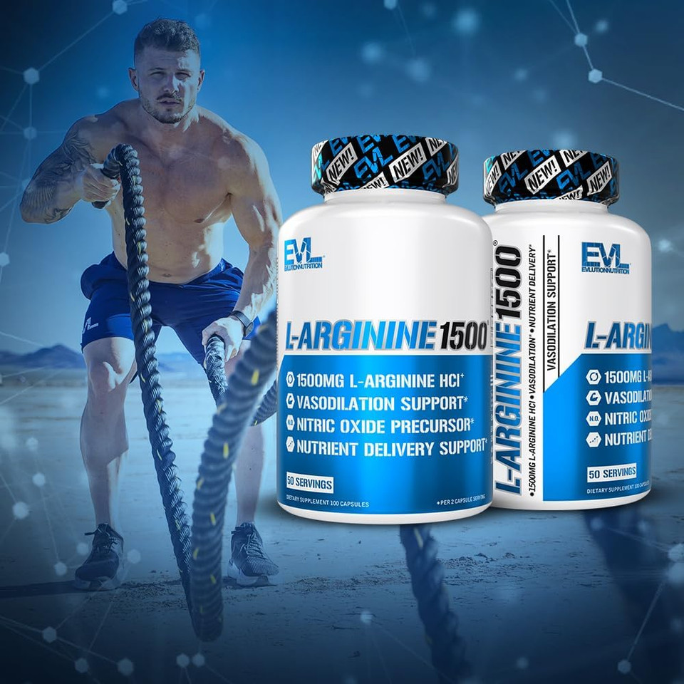 Evlution Nutrition Nitric Oxide Booster L-Arginine Supplement - High Potency Nitric Oxide Supplement With 1500Mg Of L Arginine Hcl For Enhanced Pumps Energy Muscle Growth And Vascularity No Booster