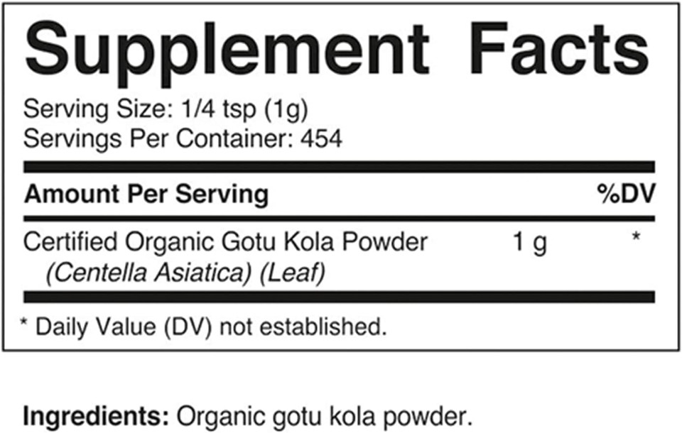 Vitamatic Certified Usda Organic Gotu Kola Powder 1 Pound (16 Ounce)