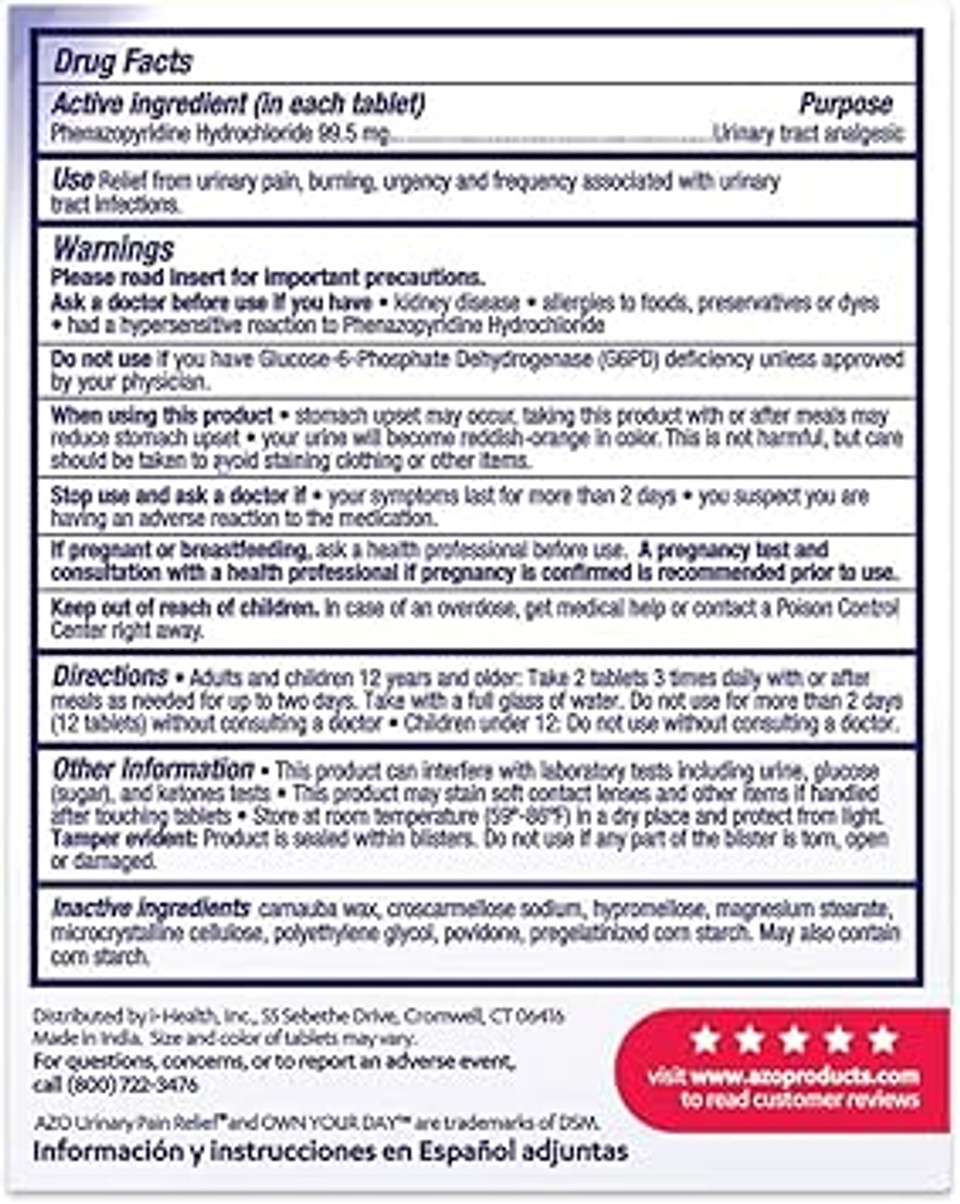 Azo Urinary Pain Relief Maximum Strength (24 Count) Fast Relief Of Uti Pain, Burning & Urgency + Cranberry Urinary Tract Health Gummies, 2 Gummies = 1 Glass Of Cranberry Juice 72 Count