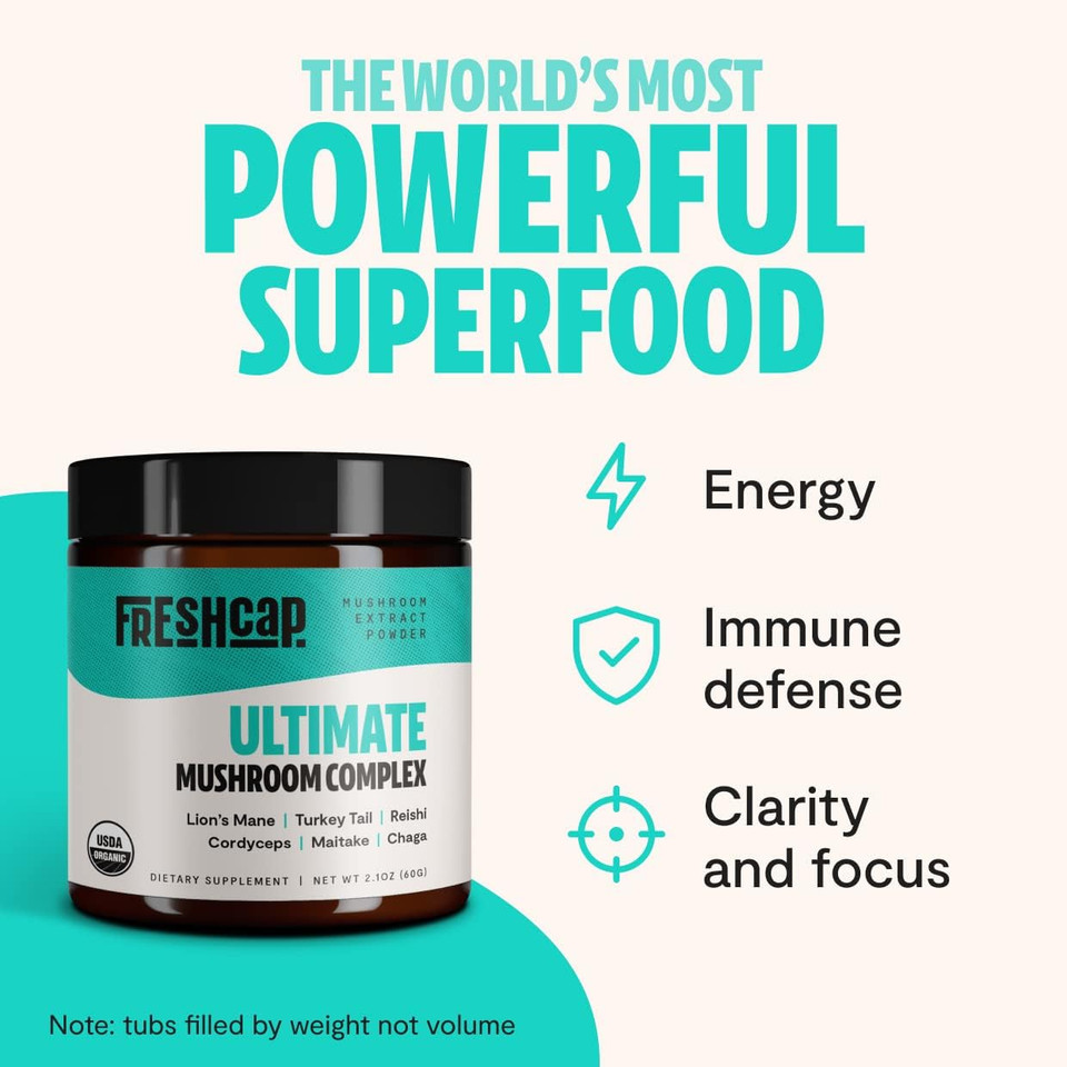 Freshcap, Try Mushrooms Starter Kit, Lion'S Mane, Cordyceps, Ultimate Blend (60 Gram Powder)