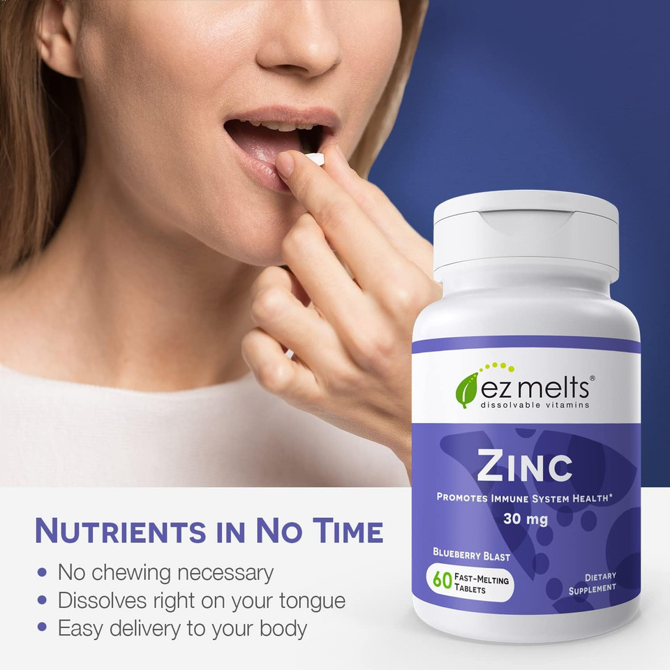 Ez Melts Dissolvable Zinc Supplement 30 Mg, Sugar-Free, 2-Month Supply