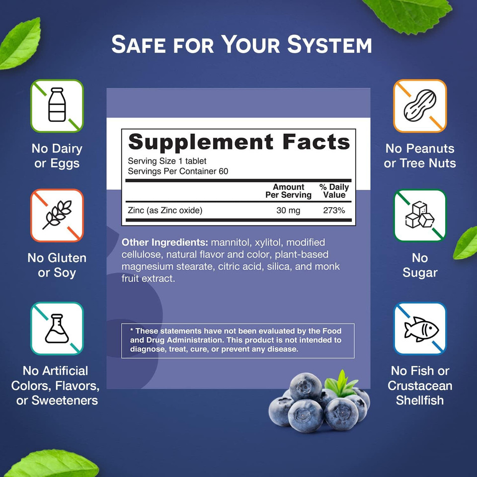 Ez Melts Dissolvable Zinc Supplement 30 Mg, Sugar-Free, 2-Month Supply