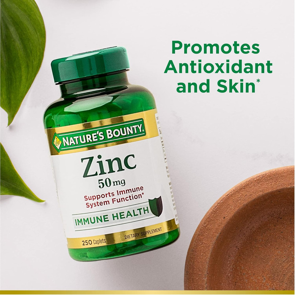 Nature'S Bounty Zinc 50Mg, Immune Support & Antioxidant Supplement, Promotes Skin Health 250 Caplets