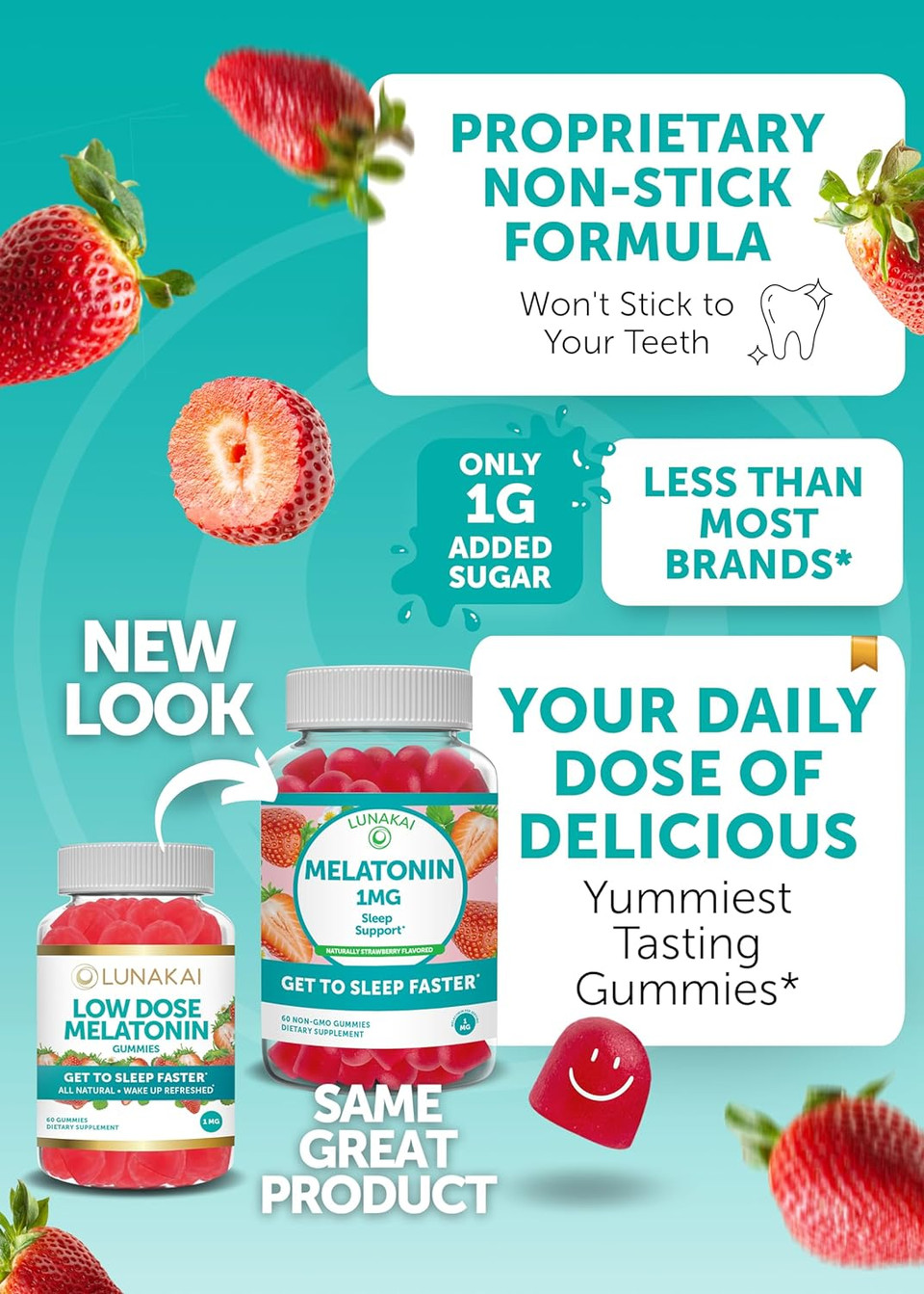 Low Dose Melatonin Gummies 1 Mg - Tastiest Proprietary Formula - Non-Gmo Sleep Vitamins For Adults, Kids, Toddlers - Vegan Melatonin Gummy 1Mg For A Gentle Sleep - Natural Sleeping Vitamins - 60 Count