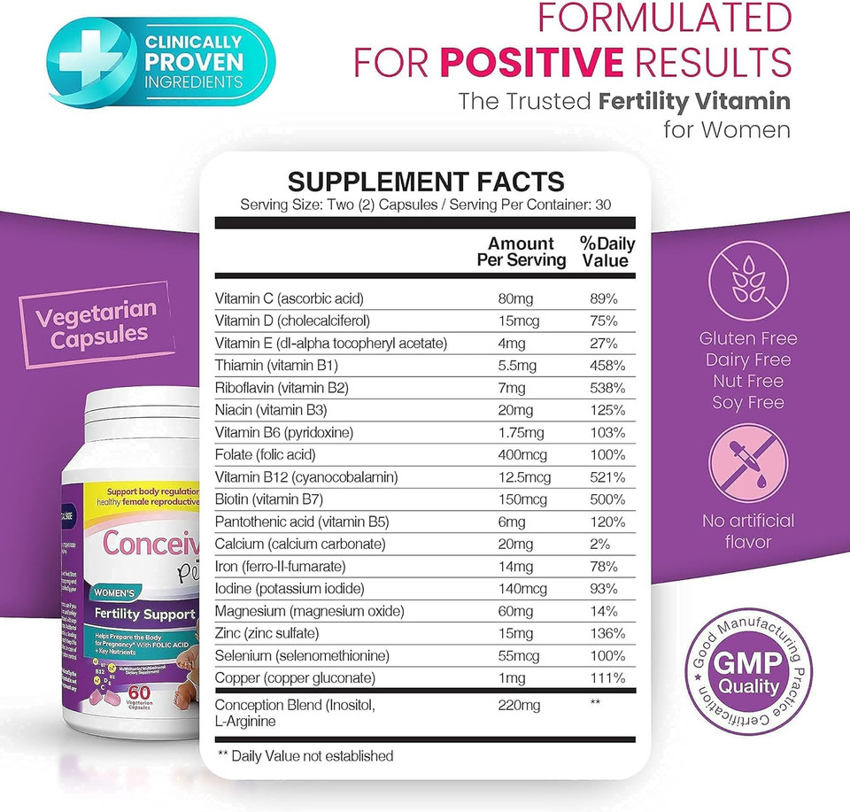 Conceive Plus Ovulation Bundle, Womens Fertility Supplement Prenatal Vitamins And Ovulation Pcos Support Capsules
