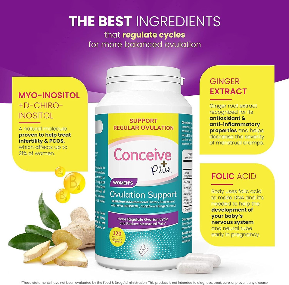 Conceive Plus Ovulation Bundle, Womens Fertility Supplement Prenatal Vitamins And Ovulation Pcos Support Capsules
