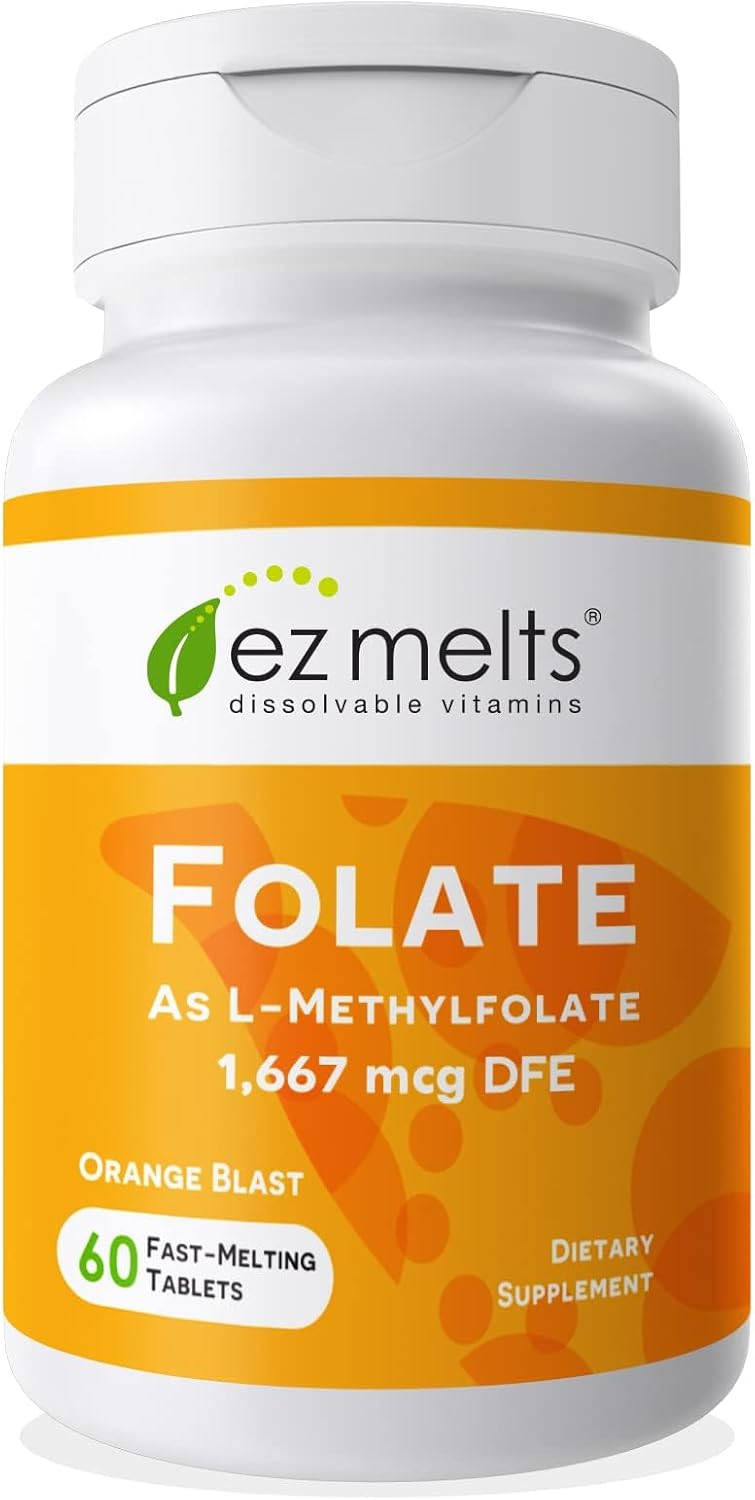 Ez Melts Dissolvable Folate 1,667 Mcg, L-Methylfolate, Sugar-Free, 2-Month Supply