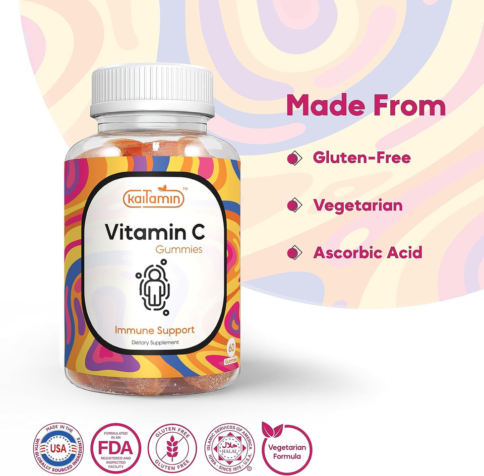 Vitamin C Gummies For Chidren And Adults | Vegetarian And Gluten Free 60 Gummies For Immunity And Growth Support Vitamin C Gummies For Chidren And Adults | Vegetarian And Gluten Free 60 Gummies For Immunity And Growth Support