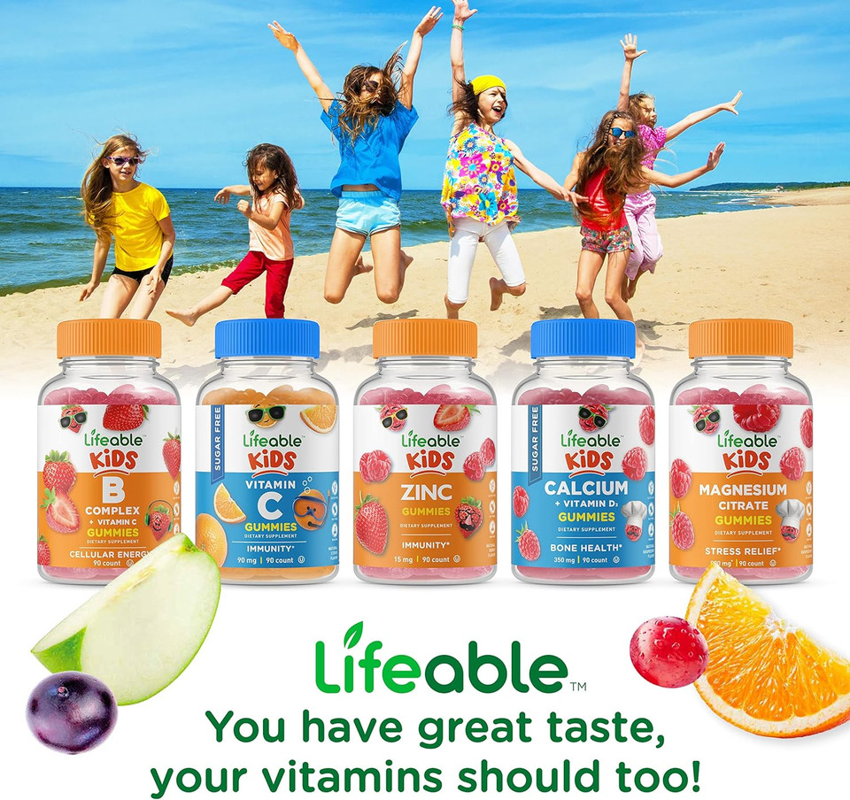 Lifeable Vitamin D For Kids 1000 Iu - Great Tasting Natural Flavor Gummy Supplement - Gluten Free Vegetarian Gmo Free Chewable - For Strong Healthy Bones And Immune Support - For Children 90 Gummies