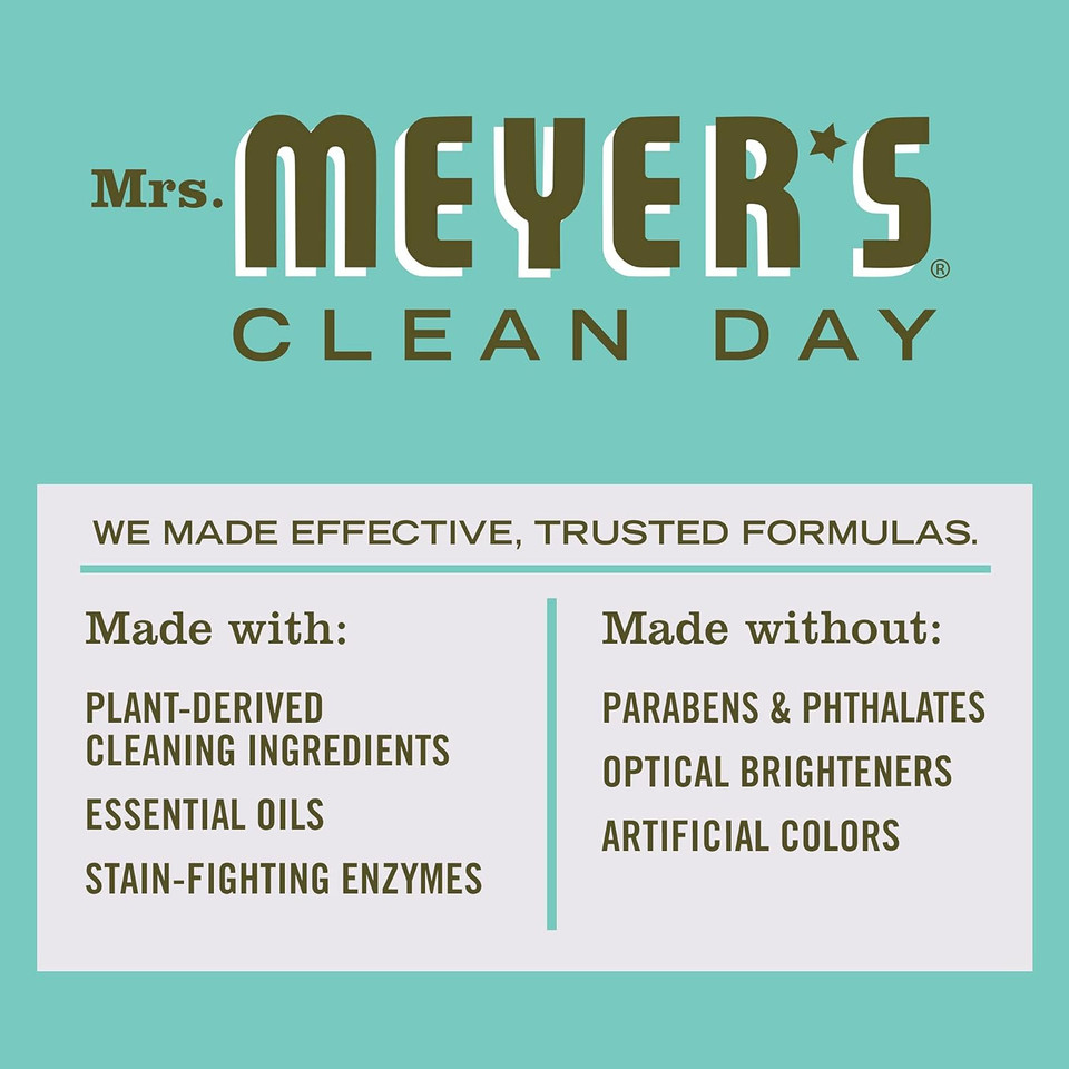 Mrs. Meyer'S Liquid Laundry Detergent, Biodegradable Formula Infused With Essential Oils, Basil, 64 Oz - Pack Of 2 (128 Loads)