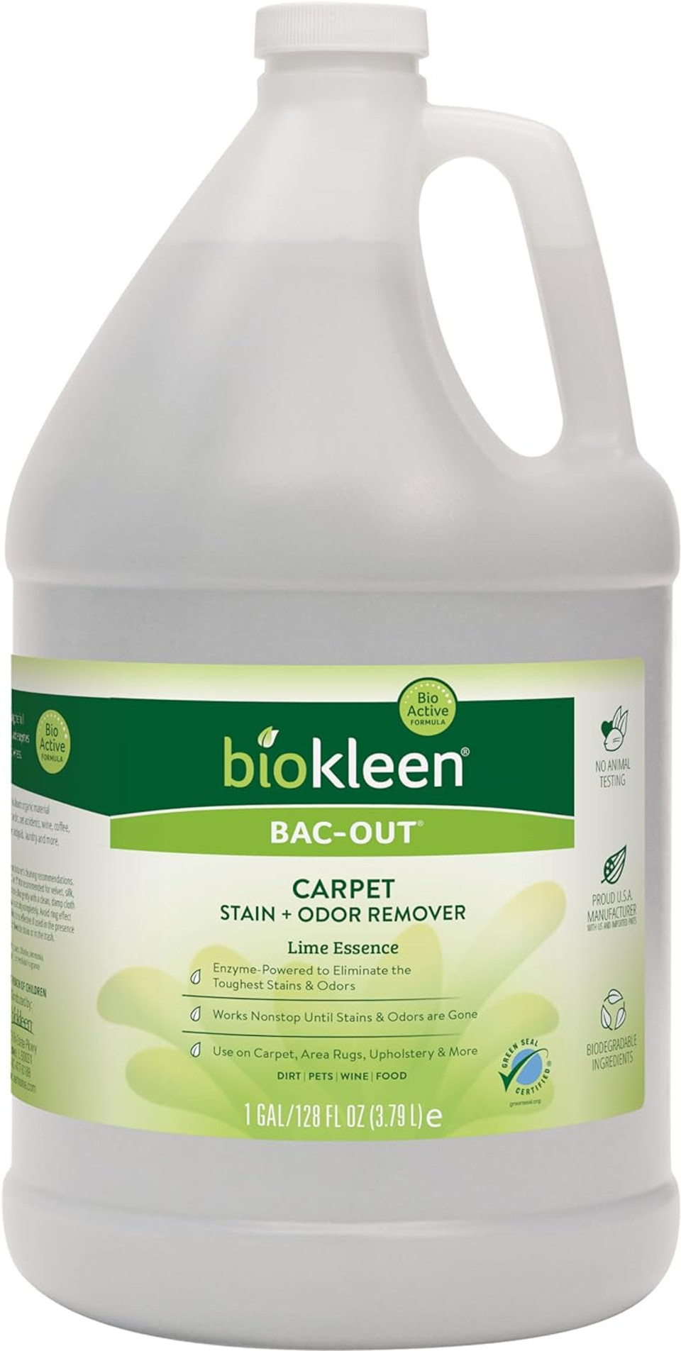 Biokleen Bac-Out Enzyme Stain & Odor Remover - 128 Ounces - Destroys Stains & Odors Safely, for Pet Stains, Laundry, Diapers, Wine, Carpets, & More, Eco-Friendly, Non-Toxic