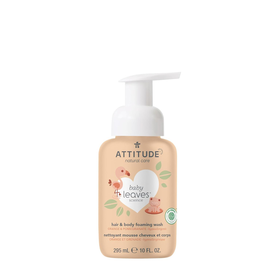 Attitude 2-In-1 Hair And Body Foaming Baby Wash, Ewg Verified Shampoo Soap, Dermatologically Tested, Made With Naturally Derived Ingredients, Vegan, Good Night, 10 Fl Oz