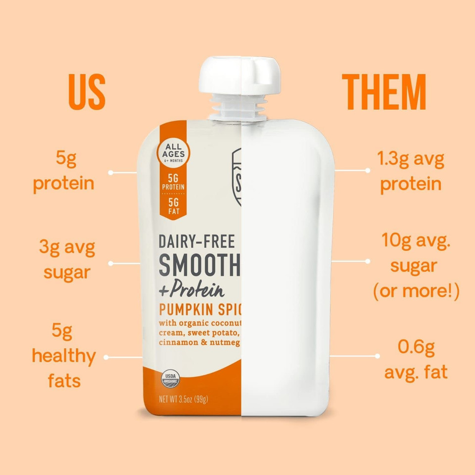 Serenity Kids Organic Pumpkin Spice Smoothie + Protein Baby Food, Dairy Free, 3.5 Ounces (Pack Of 6)