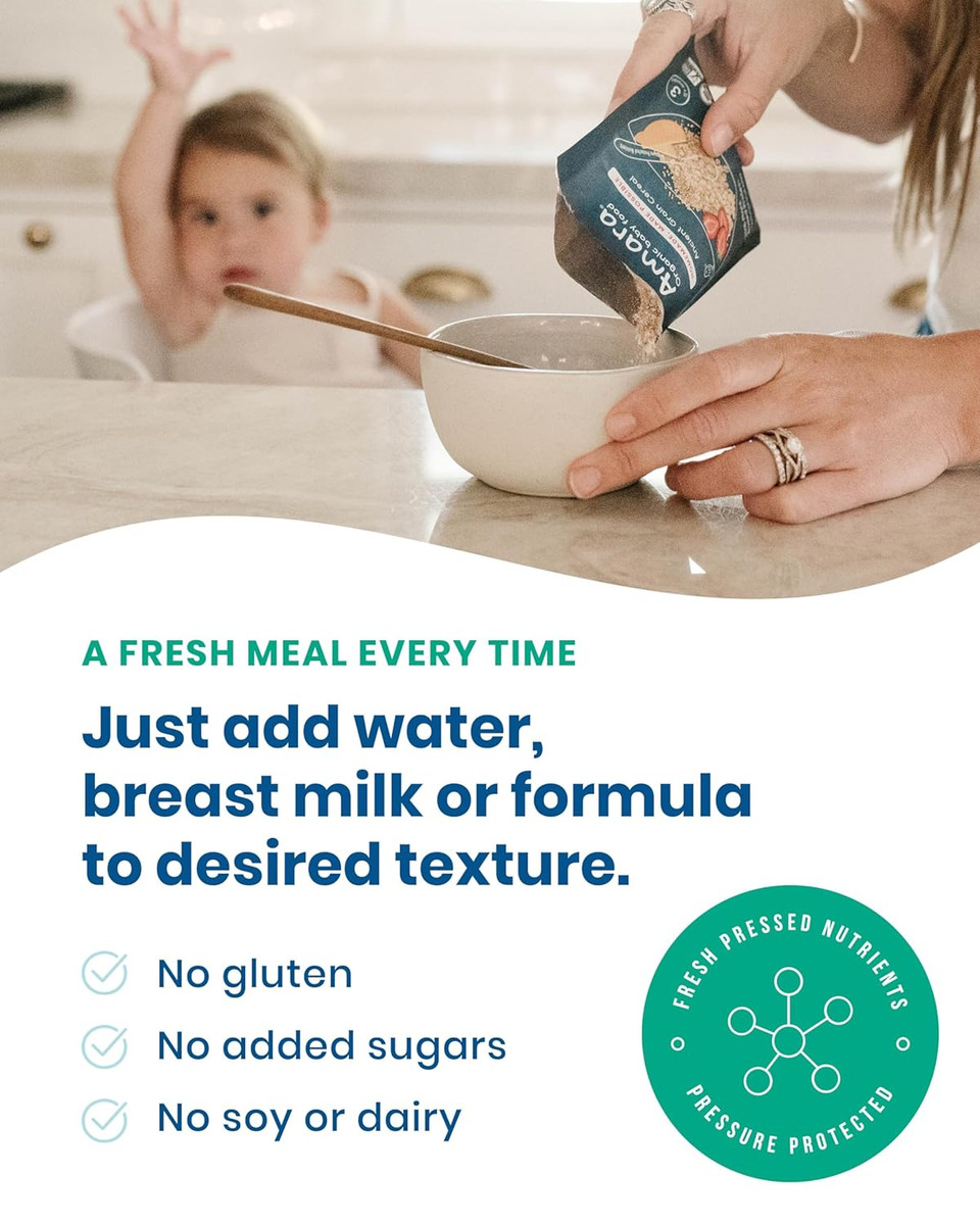 Amara Organic Baby Food - Stage 3 - Black Bean & Sweet Corn - Baby Cereal To Mix With Breastmilk, Water Or Baby Formula - Shelf Stable Baby Food Pouches Made From Organic Veggies - 5 Pouches, 3.5Oz Per Serving Amara Organic Baby Food - Stage 3 - Black Bean & Sweet Corn - Baby Cereal To Mix With Breastmilk, Water Or Baby Formula - Shelf Stable Baby Food Pouches Made From Organic Veggies - 5 Pouches, 3.5Oz Per Serving