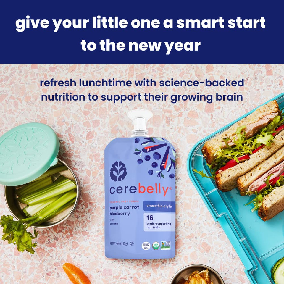 Cerebelly Baby Food Pouches Stage 1  Sweet Potato Peach Smoothie (4 Oz, Pack Of 12) - Healthy Kids Snacks - Organic Fruit & Veggie Purees, Great Toddler Snacks