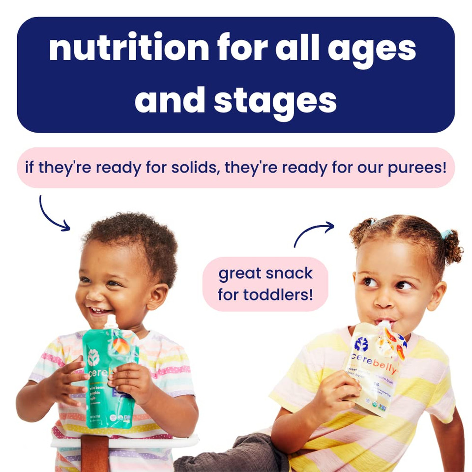 Cerebelly Baby Food Pouch  Broccoli Pear, Organic Fruit & Veggie Purees, Great Snack For Toddlers, 16 Brain-Supporting Nutrients From Superfoods, No Added Sugar