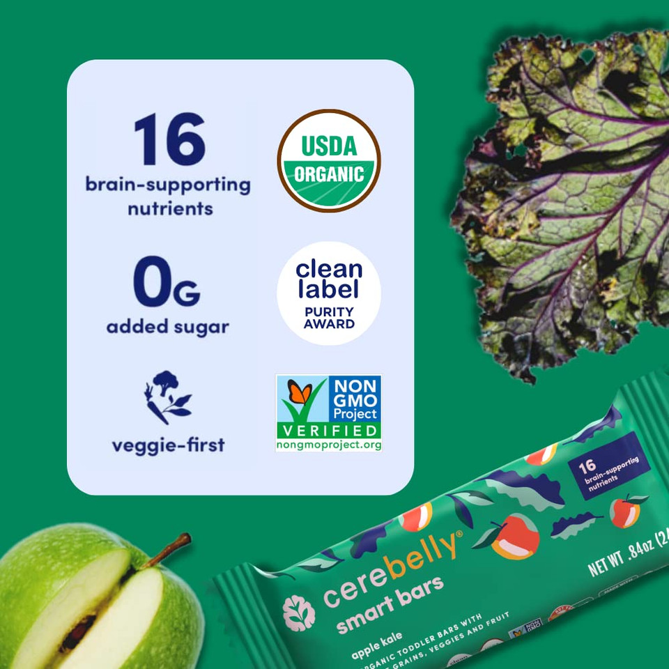 Cerebelly Organic Apple Kale Smart Bars, 4.2 Oz