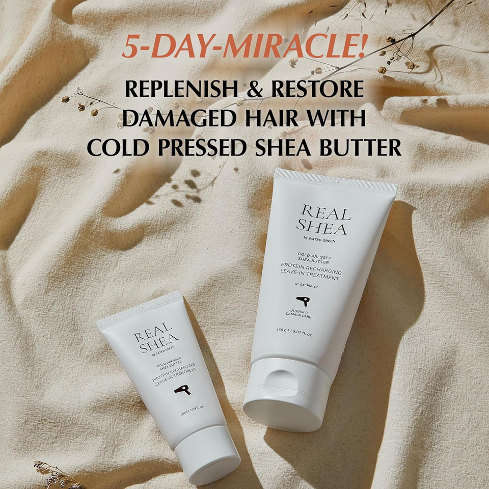 Rated Green Real Shea Protein Recharge Leave-In Treatment | Organic Shea Butter Deep Conditioning Hair Mask Treatment | Leave In Hair Mask & Dry Hair Treatment | Moisturizing Hair Mask 5.07 Fl Oz