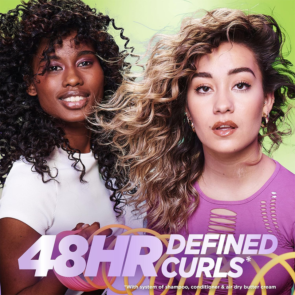 Garnier Fructis Curl Nourish Sulfate Free Moisturizing Shampoo, Conditioner + Air Dry Cream Defining Butter Set (3 Items), 1 Kit (Packaging May Vary)