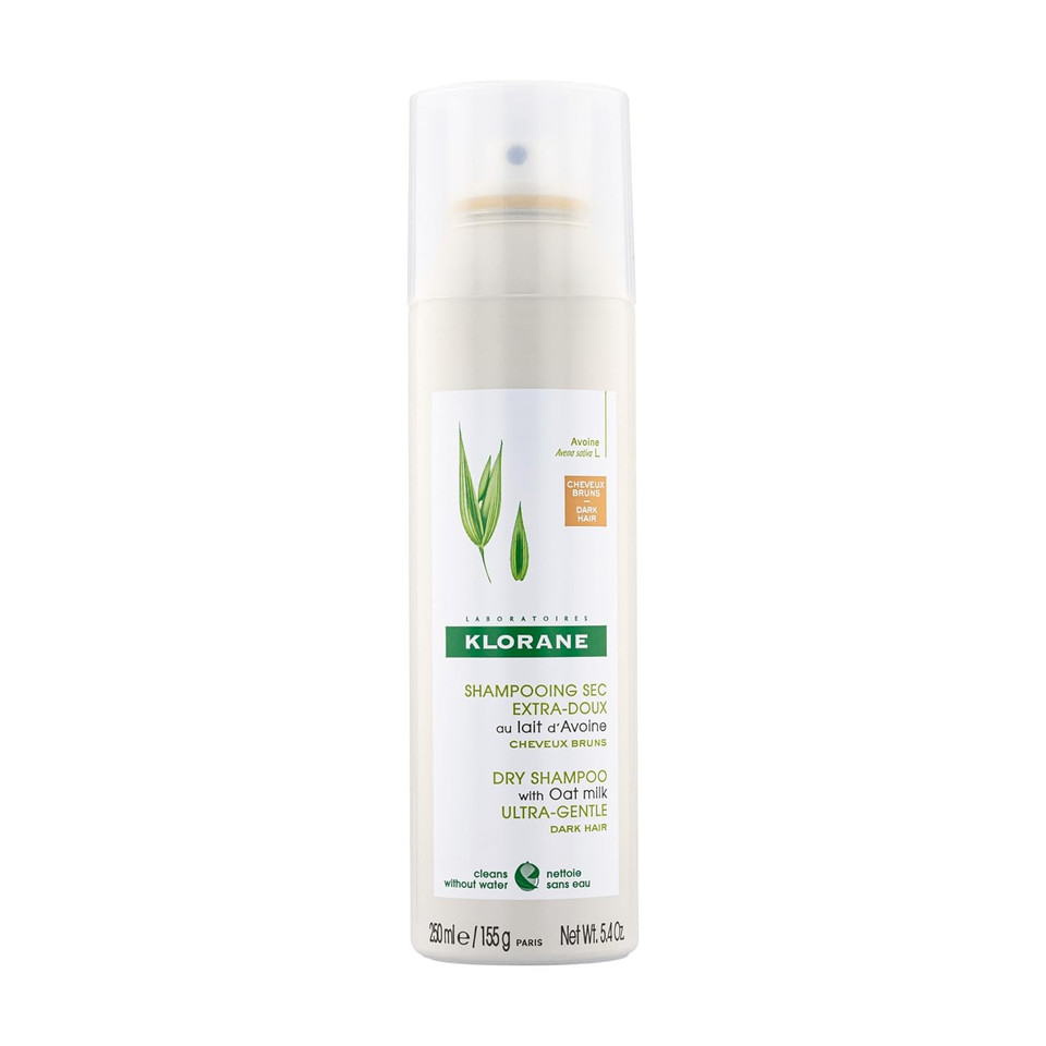 Klorane Dry Shampoo With Oat Milk, For Dark Hair, Natural Tint, All Hair Types, Paraben & Sulfate-Free