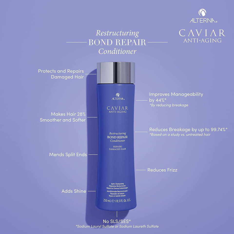 Caviar Anti-Aging Restructuring Bond Repair Travel Kit - Shampoo, Conditioner, Masque | Strengthens & Protects Damaged Hair