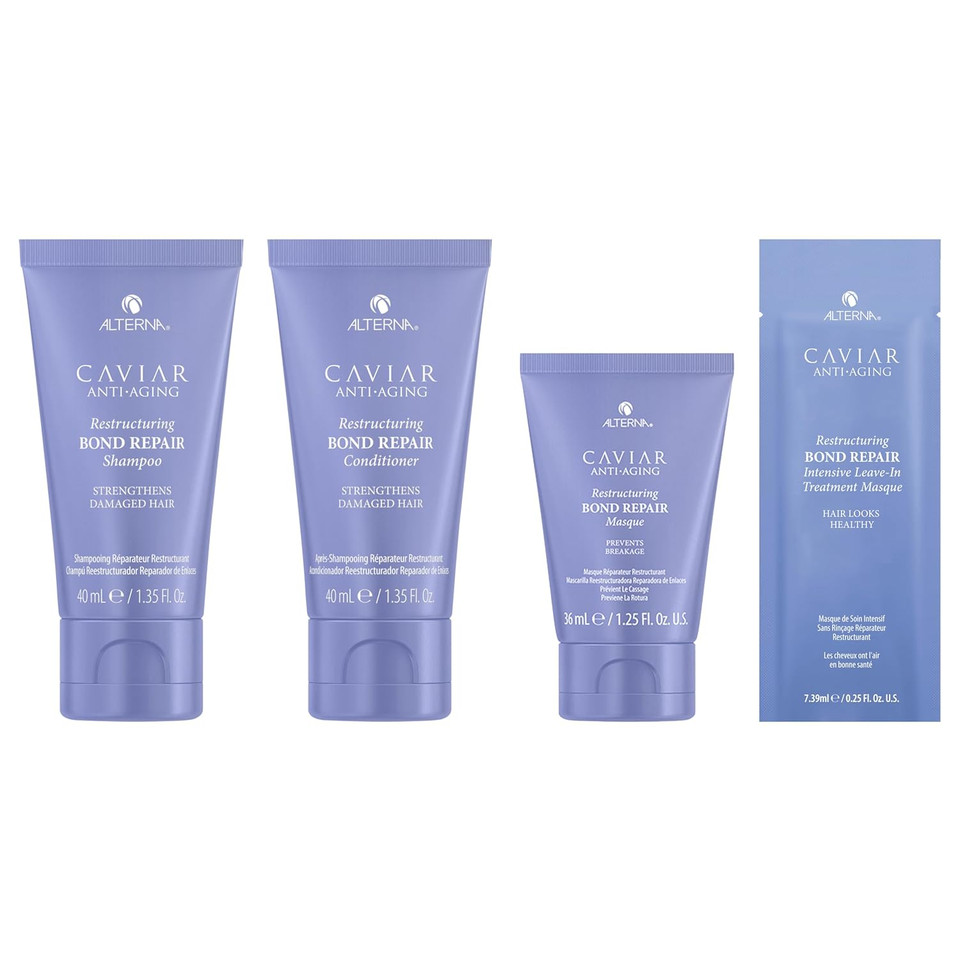 Caviar Anti-Aging Restructuring Bond Repair Travel Kit - Shampoo, Conditioner, Masque | Strengthens & Protects Damaged Hair