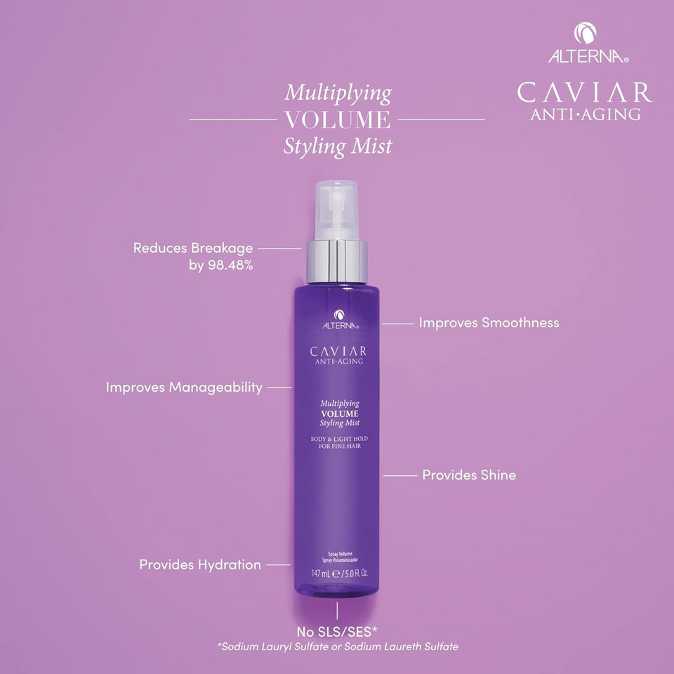Caviar Anti-Aging Multiplying Volume Travel Kit - Shampoo, Conditioner, Styling Mist | For Fine, Thin Hair | Light Hold | Sulfate Free