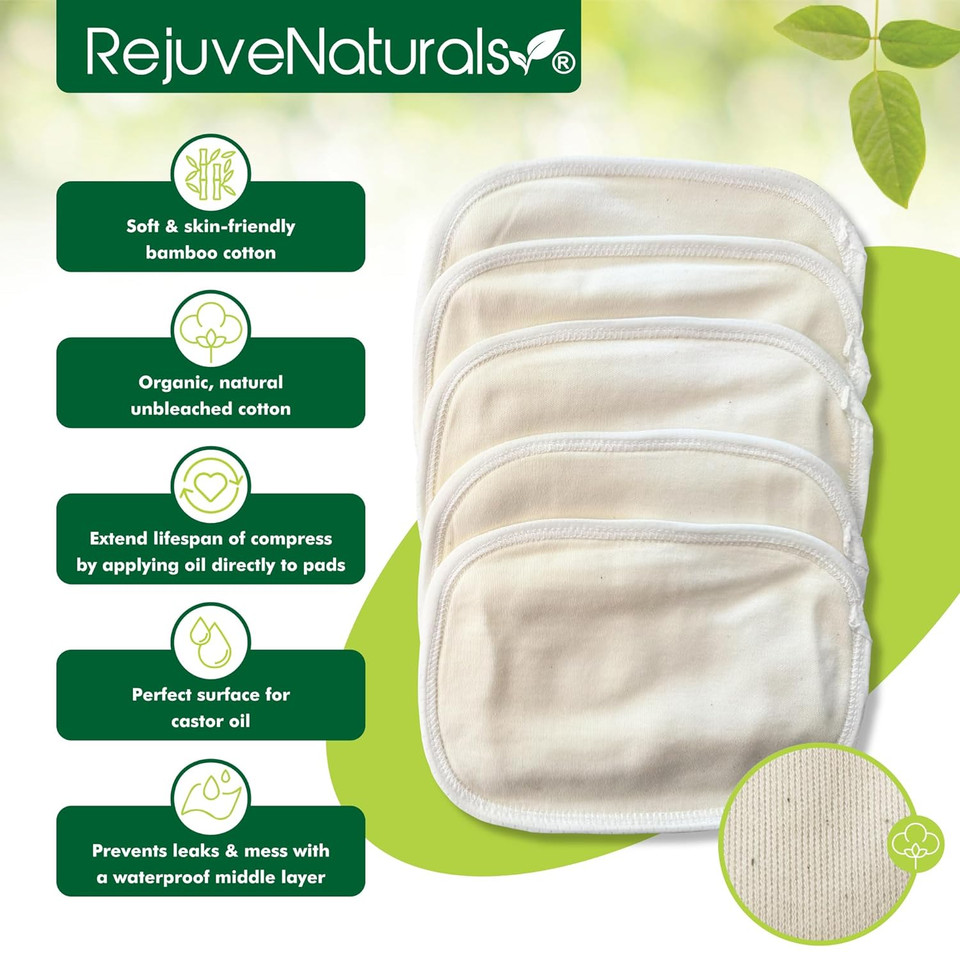 Castor Oil Pack - 8 Piece Complete Kit. Includes 16Oz Glass Bottle Of Organic Castor Oil, Easy To Use Castor Oil Compress With Adjustable Fit, 5 Soft Cotton Pads & Soothing Heat Pack Castor Oil Pack - 8 Piece Complete Kit. Includes 16Oz Glass Bottle Of Organic Castor Oil, Easy To Use Castor Oil Compress With Adjustable Fit, 5 Soft Cotton Pads & Soothing Heat Pack