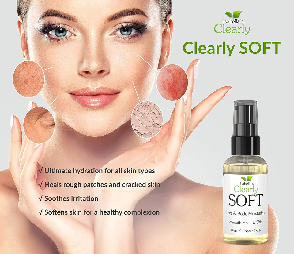 Clearly Soft Gentle Face And Body Oil For Sensitive Skin | Hydrate, Moisturize, Soothe Dry Skin | Natural And Organic Ingredients For Smooth Soft Skin | Made In Usa (2 Oz)