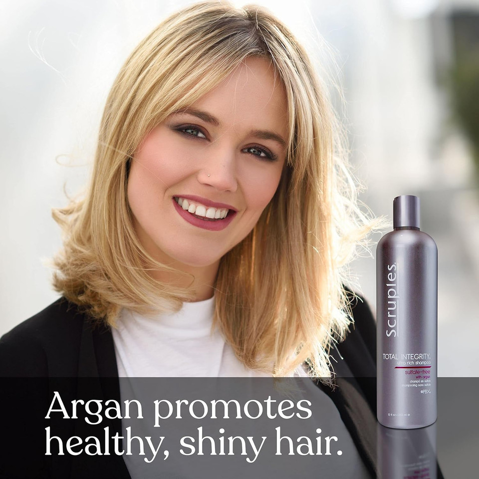 Scruples Total Integrity Shampoo - Professional Argan Oil Shampoo - Nourishes Chemically Treated Hair And Prolongs The Life Of Hair Color - Ultra-Rich & Sulfate-Free Color Safe Shampoo (12 Oz)