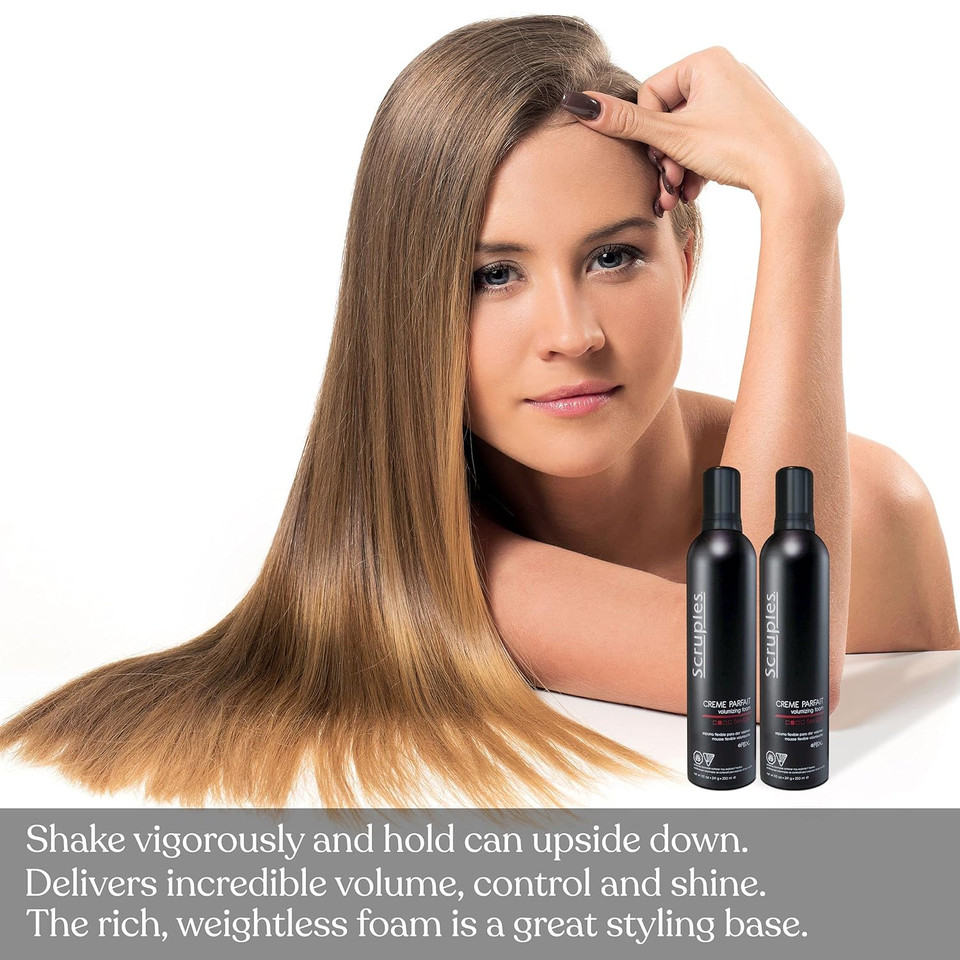 Scruples Creme Parfait Volumizing Foam - Rich & Weightless Styling Foam For Ultimate Smoothing Control, Hydration & Frizz-Free Hold - Alcohol-Free Hair Mousse For All Hair Types (Pack Of 2)