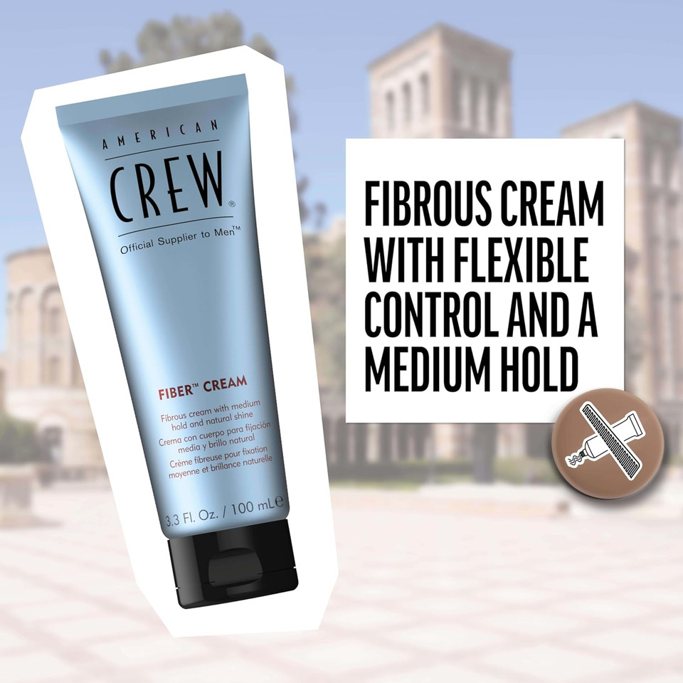 American Crew Men'S Fiber Cream, Like Hair Gel With Medium Hold & Natural Shine, 3.3 Fl Oz
