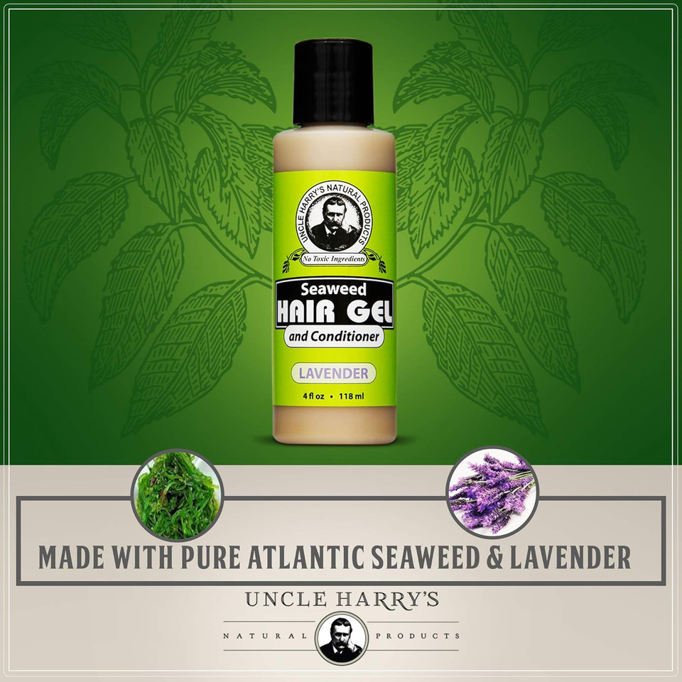 Uncle Harry'S Lavender Seaweed Hair Gel & Volumizing Conditioner | 2 In 1 Natural Styling Gel & Hair Moisturizer For Dry Hair Damaged | 100% Pure Hair Care Products For Women & Hair Gel For Men