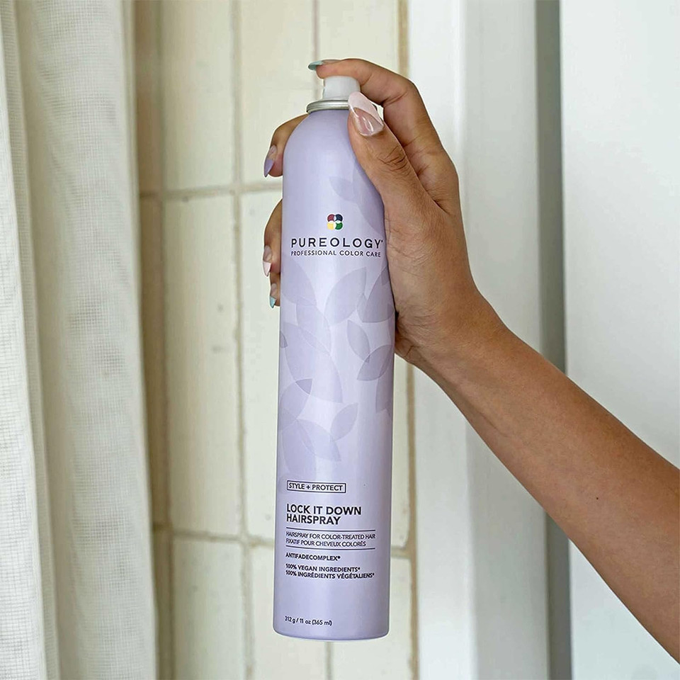 Pureology Style + Protect Lock It Down Hairspray For Color-Treated Hair, Maximum Hold, 11 Ounce
