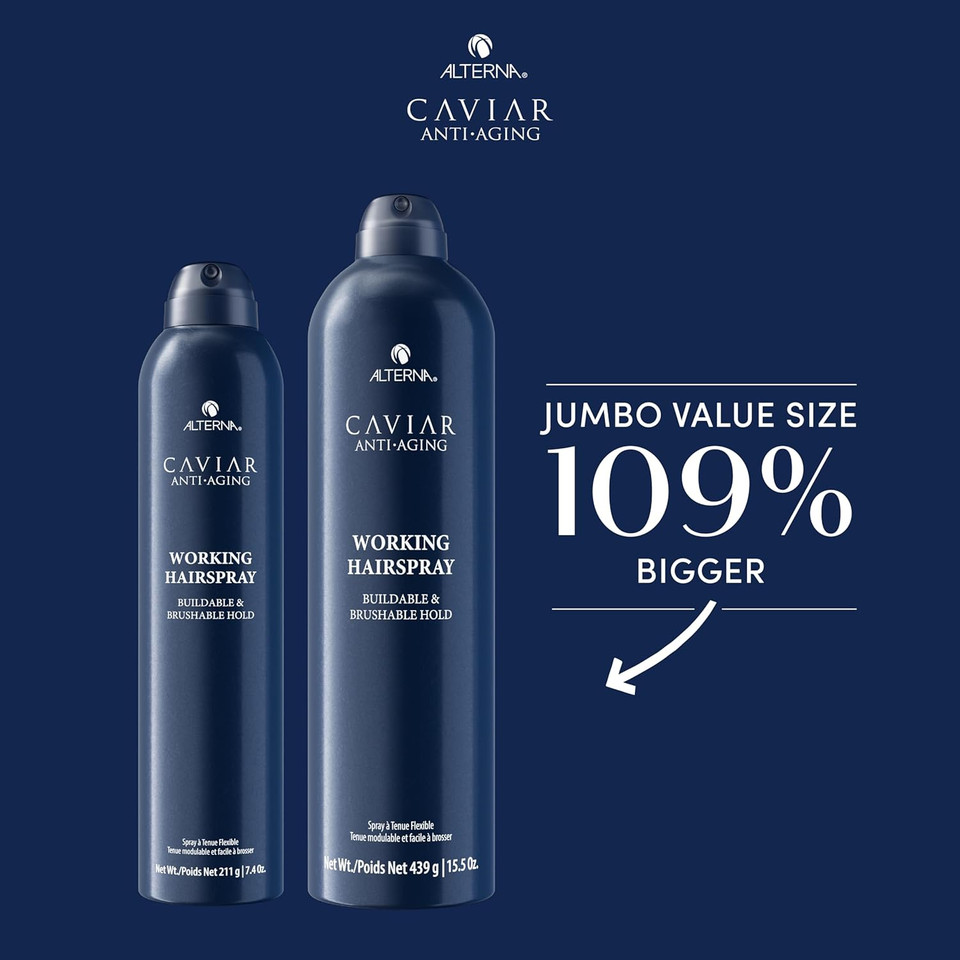 Alterna Caviar Anti-Aging Professional Styling Working Hair Spray | Ultra-Dry, Brushable | Helps Control Frizz & Adds Shine | Sulfate Free