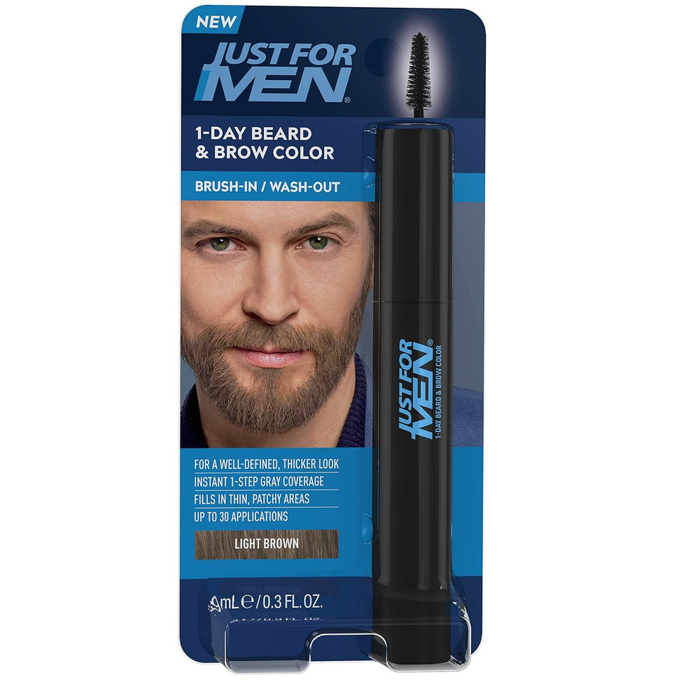Just For Men 1-Day Beard & Brow Color, Temporary Color For Beard And Eyebrows, For A Fuller, Well-Defined Look, Up To 30 Applications, Light Brown Just For Men 1-Day Beard & Brow Color, Temporary Color For Beard And Eyebrows, For A Fuller, Well-Defined Look, Up To 30 Applications, Light Brown