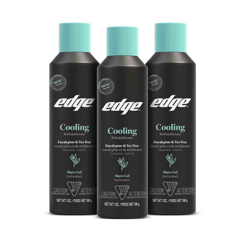 Edge Shave Gel For Men, Cooling Eucalyptus & Tea Tree, 7Oz (3 Pack) - Shaving Gel For Men That Moisturizes, Protects And Soothes To Help Reduce Skin Irritation
