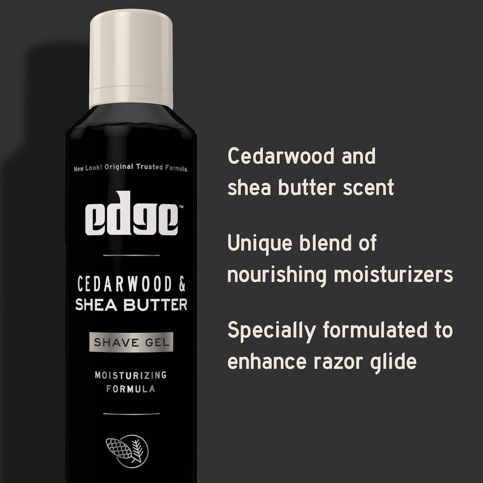 Edge Shave Gel For Men, Cedarwood & Shea Butter, 7Oz (3 Pack) - Shaving Gel For Men That Moisturizes, Protects And Soothes To Help Reduce Skin Irritation