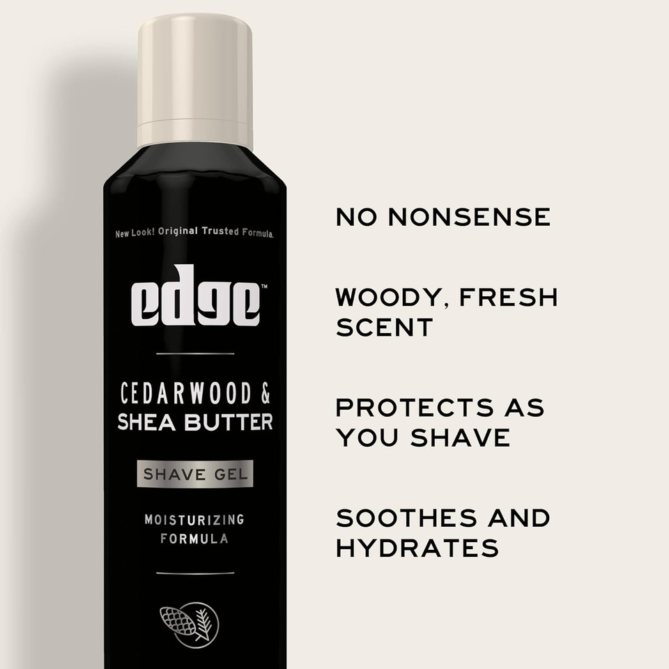 Edge Shave Gel For Men, Cedarwood & Shea Butter, 7Oz (3 Pack) - Shaving Gel For Men That Moisturizes, Protects And Soothes To Help Reduce Skin Irritation