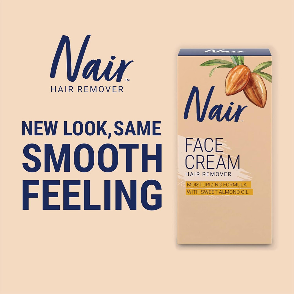 Nair Hair Remover Moisturizing Face Cream, With Sweet Almond Oil, 2Oz