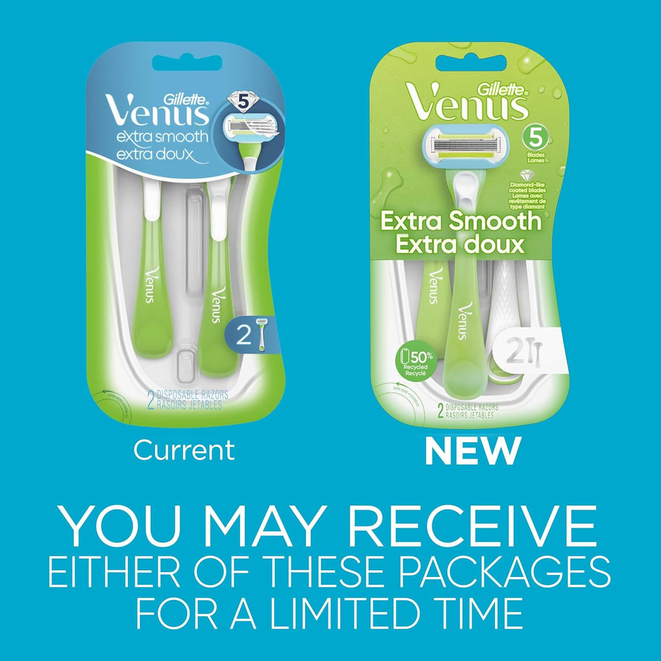 Gillette Venus Extra Smooth Green Disposable Women'S Razors - 2 Count