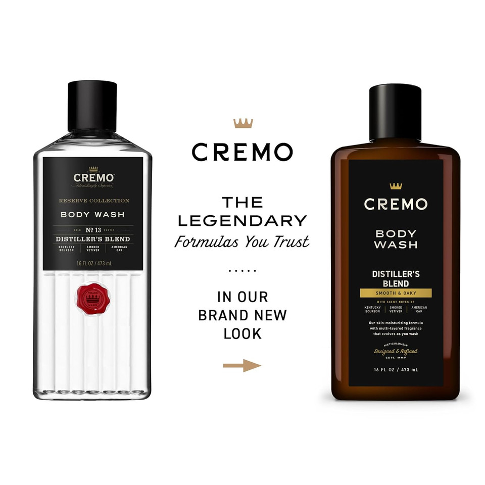 Cremo Rich-Lathering Distillerã¢ÂS Blend Body Wash For Men, An Elevated Blend With Notes Of Kentucky Bourbon, Smoked Vetiver And American Oak, 16 Fl Oz