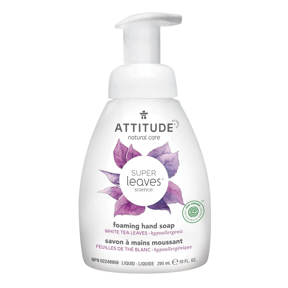 Attitude Foaming Hand Soap, Ewg Verified, Dermatologically Tested, Plant And Mineral-Based, Vegan Personal Care Products, White Tea Leaves, 10 Fl Oz