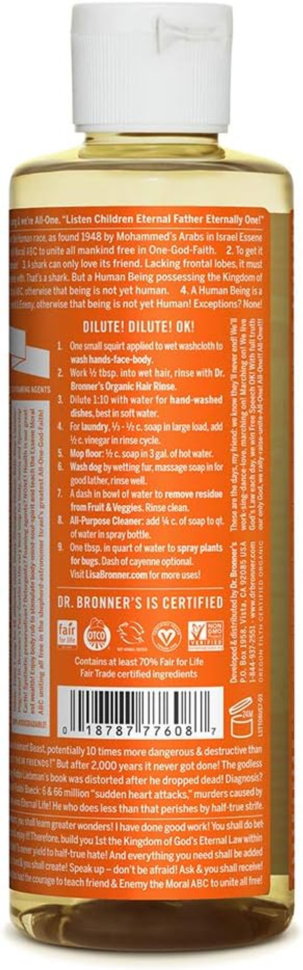 Dr. Bronner'S - Pure-Castile Liquid Soap (Tea Tree, 8 Ounce) - Made With Organic Oils, 18-In-1 Uses: Acne-Prone Skin, Dandruff, Laundry, Pets And Dishes, Concentrated, Vegan, Non-Gmo