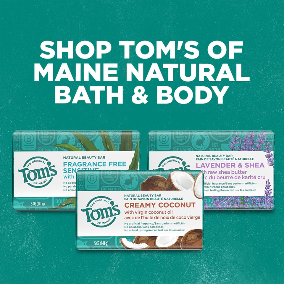 Tom'S Of Maine Natural Beauty Bar Soap For Sensitive Skin With Aloe Vera, Fragrance-Free, 5 Oz. 6-Pack (Packaging May Vary)