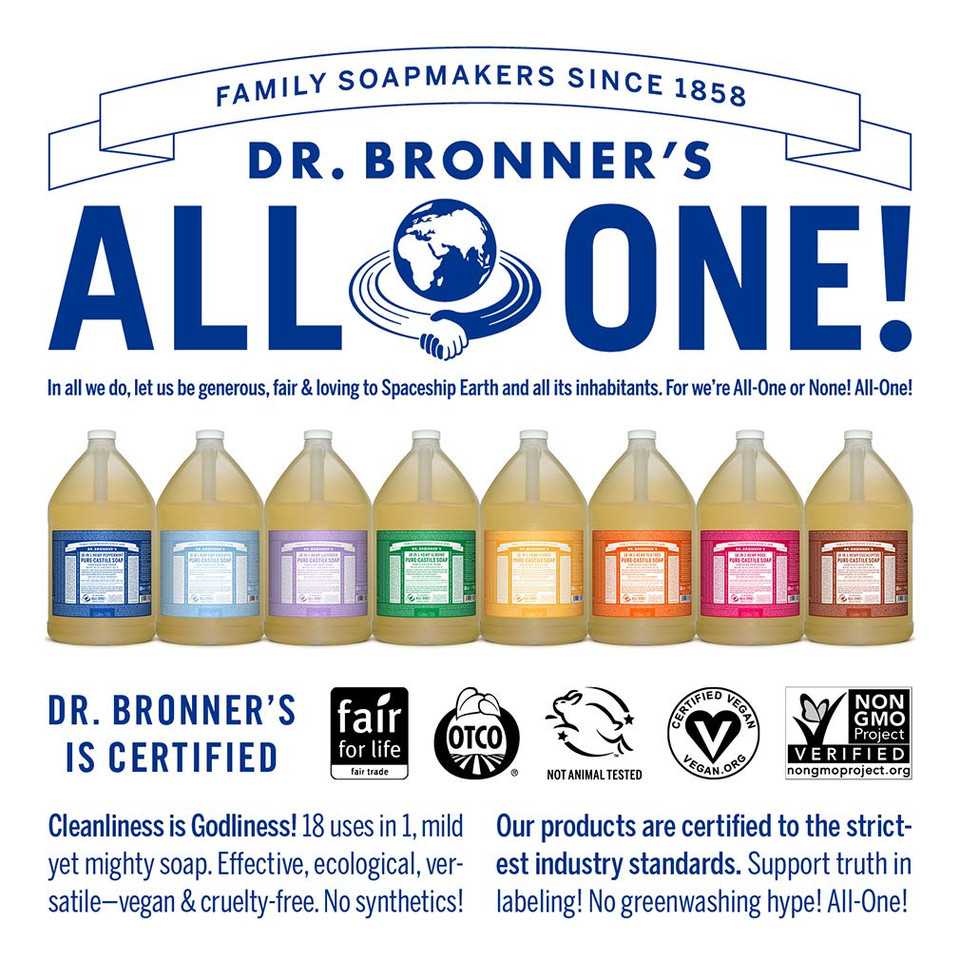 Dr. Bronner'S - Pure-Castile Liquid Soap (Rose, 1 Gallon) - Made With Organic Oils, 18-In-1 Uses: Face, Body, Hair, Laundry, Pets And Dishes, Concentrated, Vegan, Non-Gmo