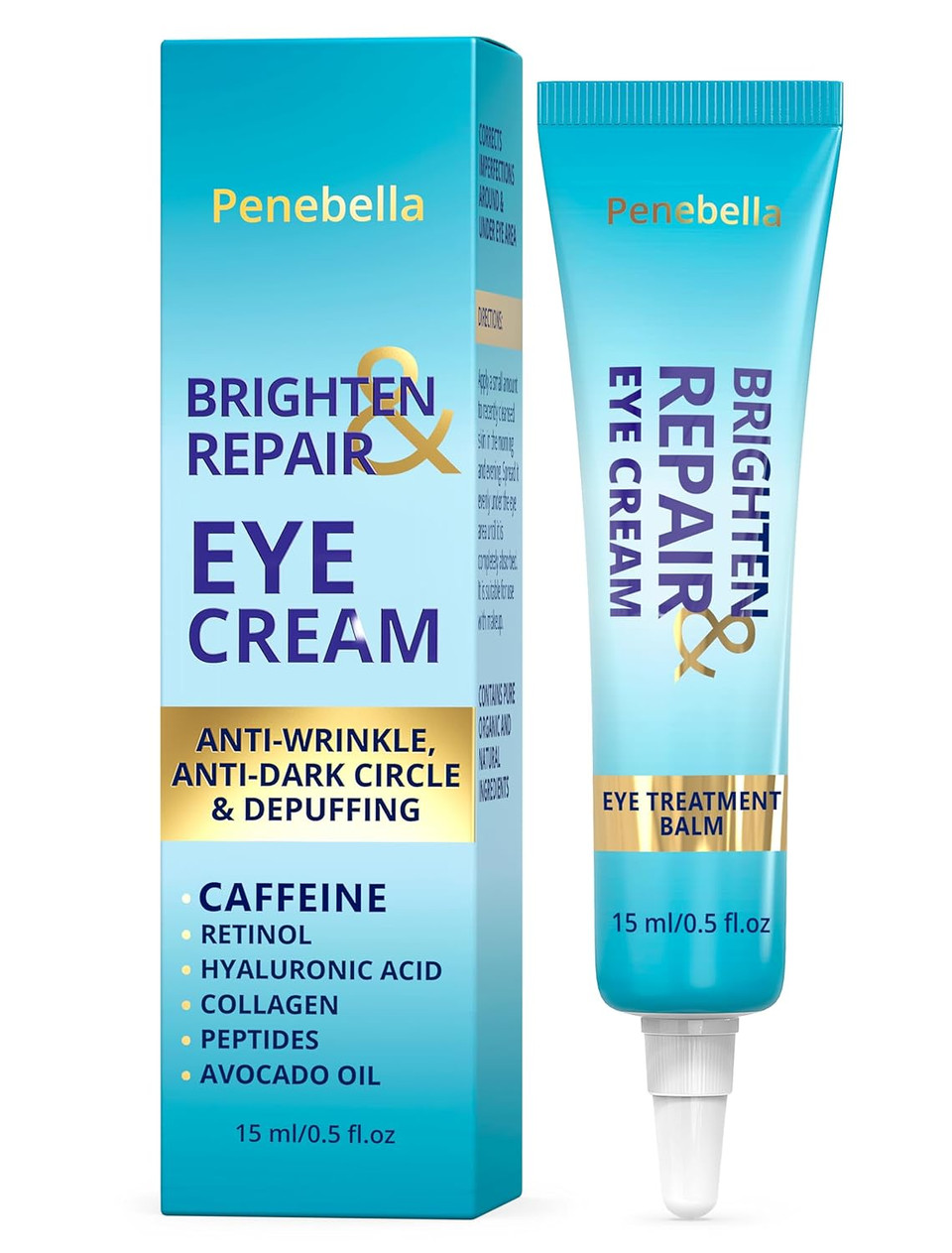 New - 3% Caffeine Eye Cream - 5% Niacinamide (Vitamin B3) Under Eye Cream For Dark Circle, Puffiness & Wrinkles - Brighten & Repair Anti Aging Eye Treatment Balm - Moisturizer Collagen