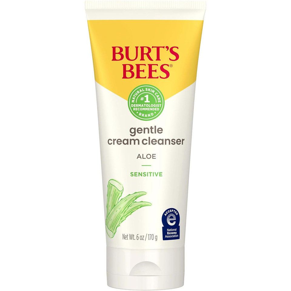 Burt'S Bees Gentle Cream Cleanser With Aloe For Sensitive Skin, 98.9% Natural Origin, 6 Ounces