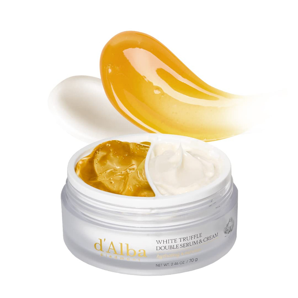 D'Alba Italian White Truffle Double Serum & Cream, Vegan Skincare, 2-In-1 Customizable Hydrating Cream With White Truffles, Suitable For All Skin Types