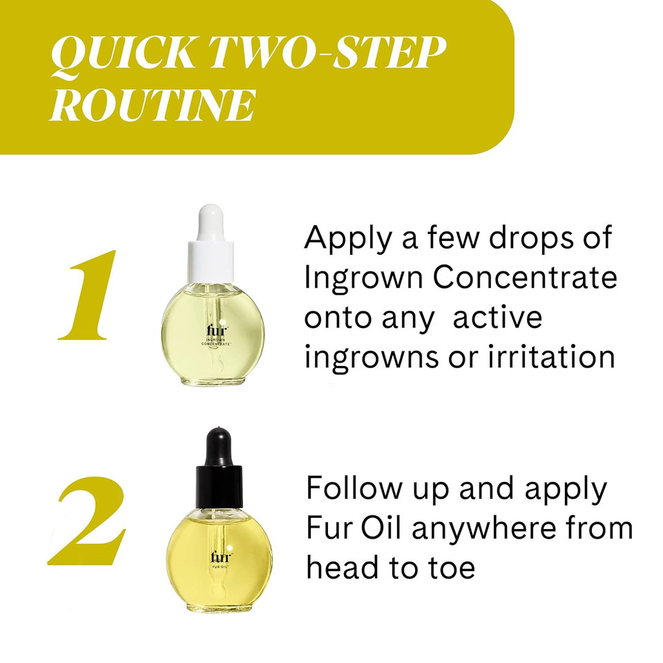 Fur Ingrown Hair Care Duo: Two-Step Preventative Ingrown Hair Treatment - Combines Fur Oil And Ingrown Concentrate - 0.5 Fl Oz Each